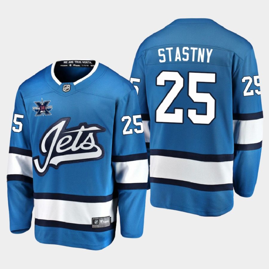 paul stastny jets blue 10th anniversary alternate jersey