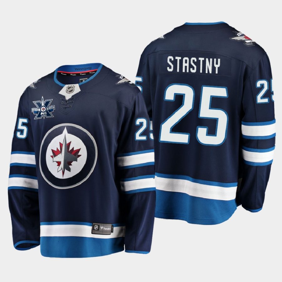 paul stastny jets navy 2019 home 10th anniversary jersey