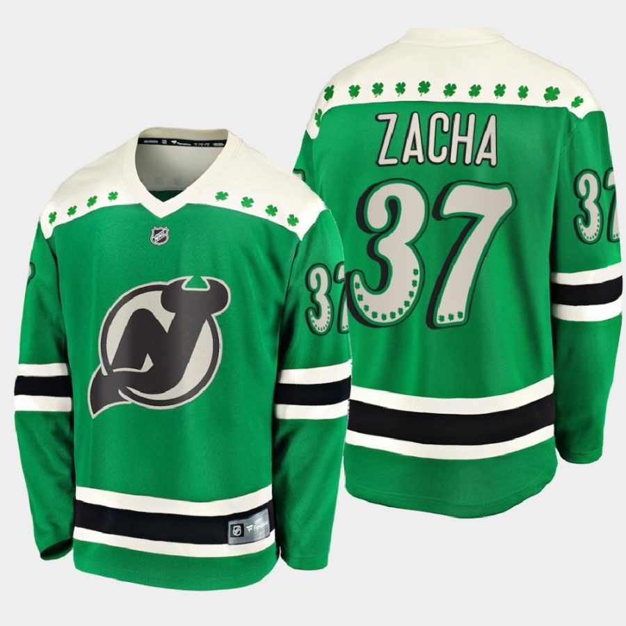 pavel zacha devils green 2021 st. patricks day jersey