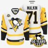 penguins 71 evgeni malkin white gold 50th anniversary away premier jersey