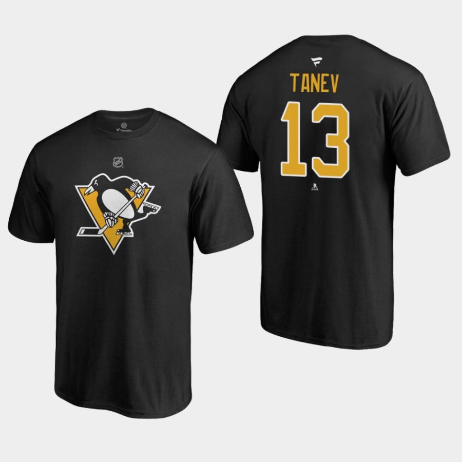 penguins brandon tanev black authentic stack t shirt