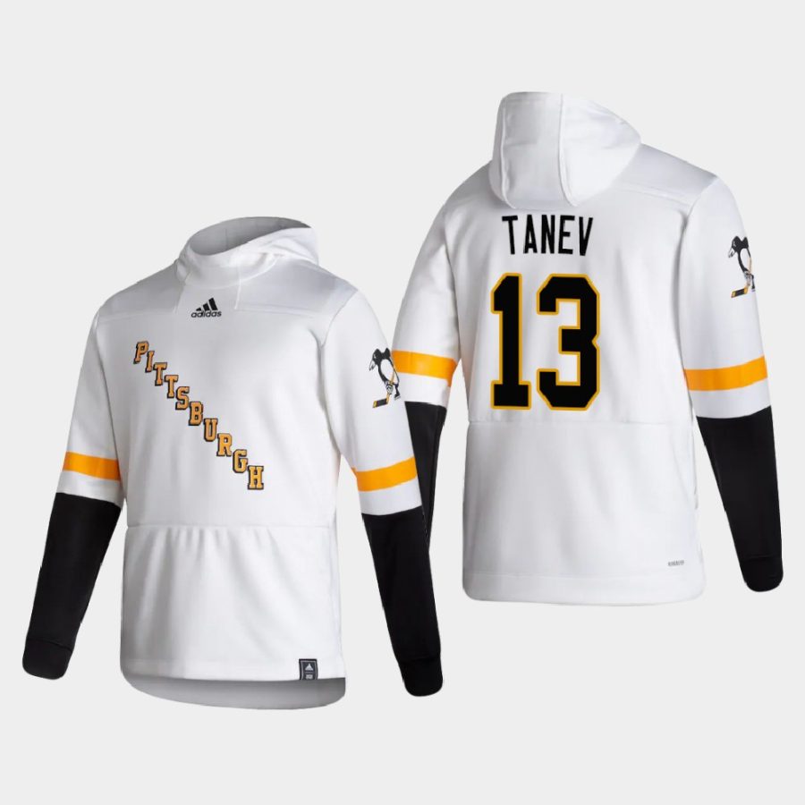 penguins brandon tanev white 2021 reverse retro authentic pullover hoodie