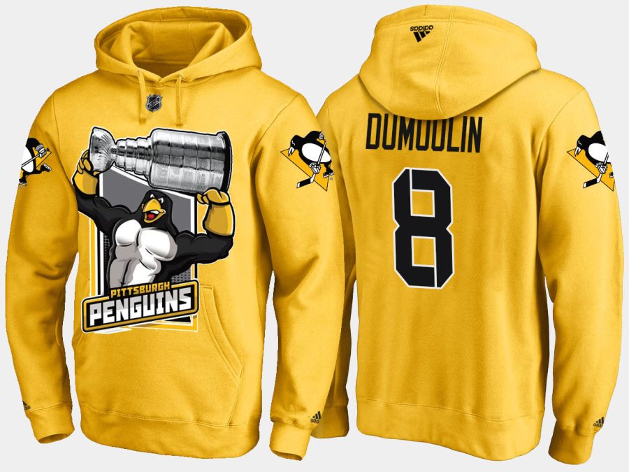 penguins brian dumoulin cartoon team color yellow hoodie