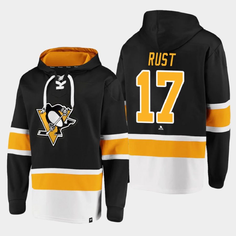 penguins bryan rust black dasher player lace up hoodie