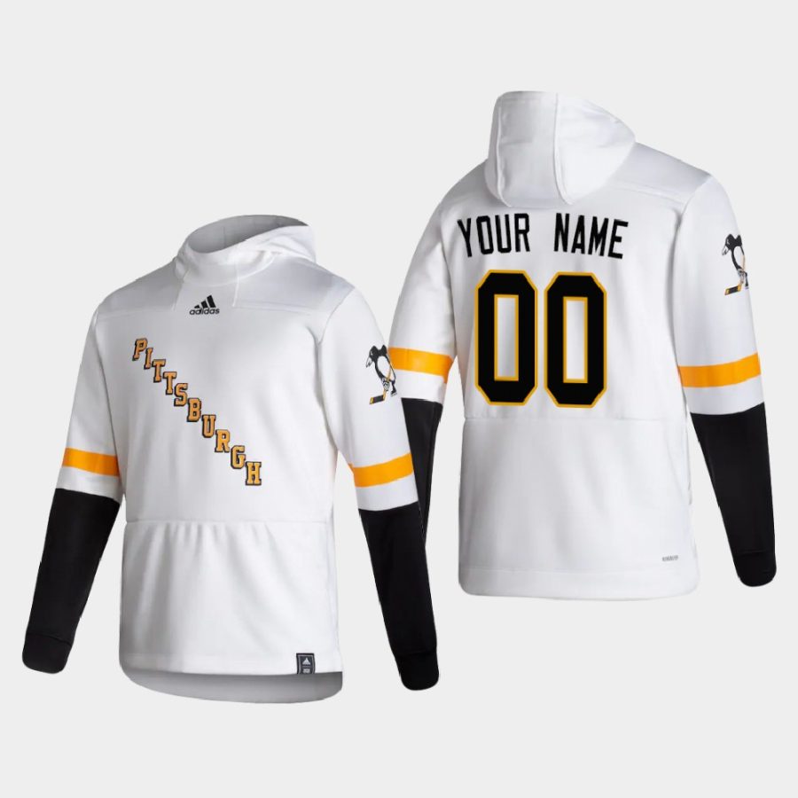 penguins custom white 2021 reverse retro authentic pullover hoodie