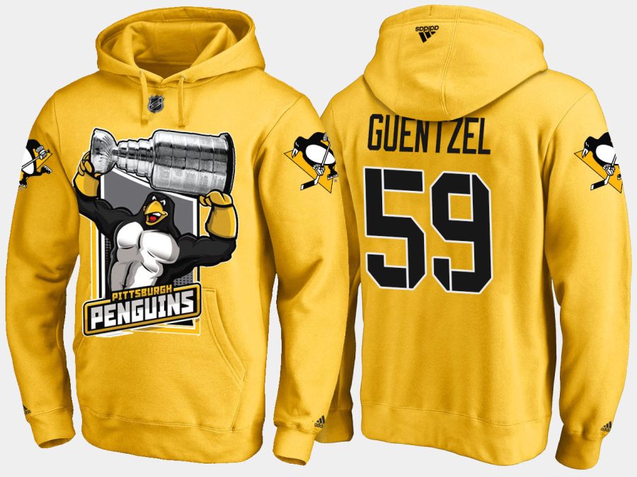 penguins jake guentzel cartoon team color yellow hoodie