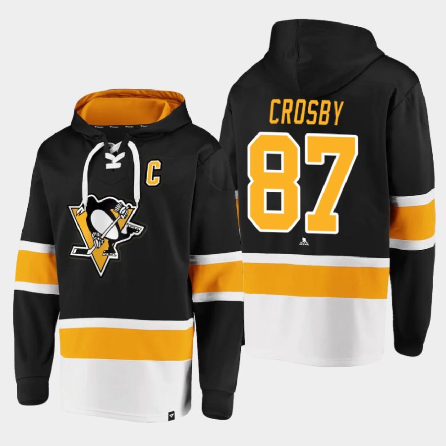 penguins sidney crosby black dasher player lace up hoodie