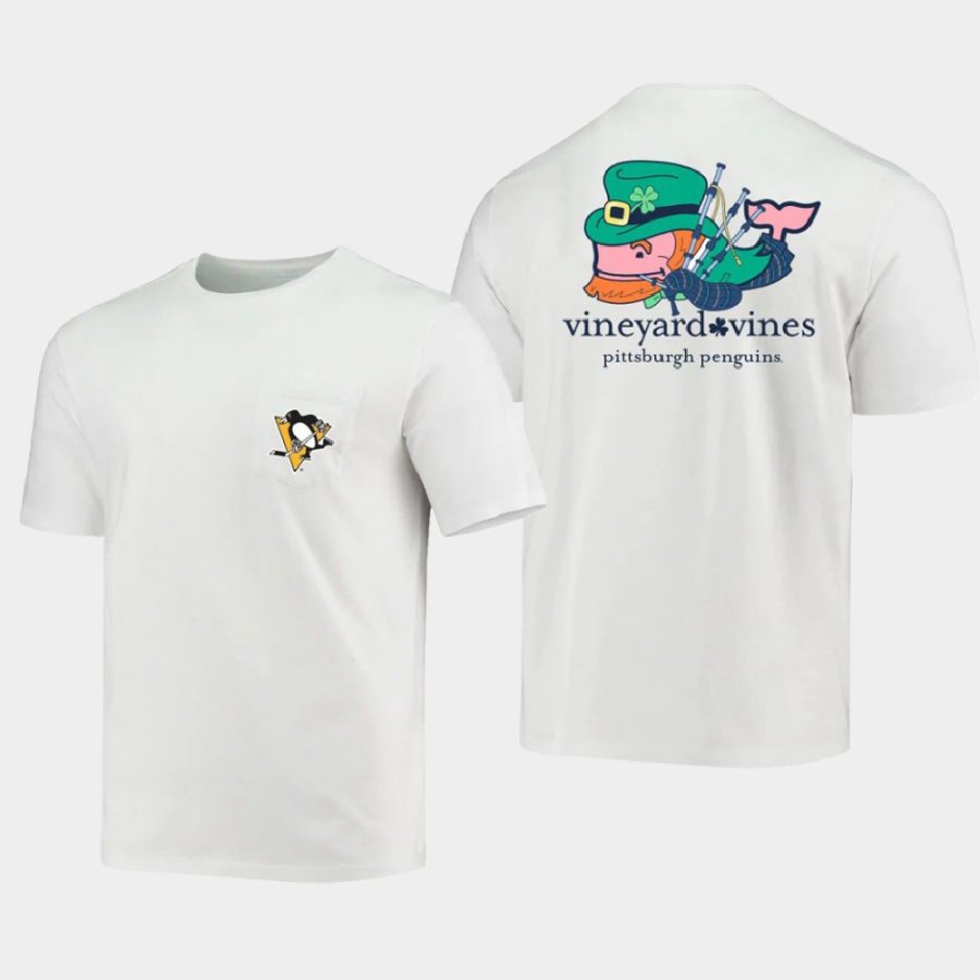 penguins white 2021 st. patricks day vineyard vines t shirt