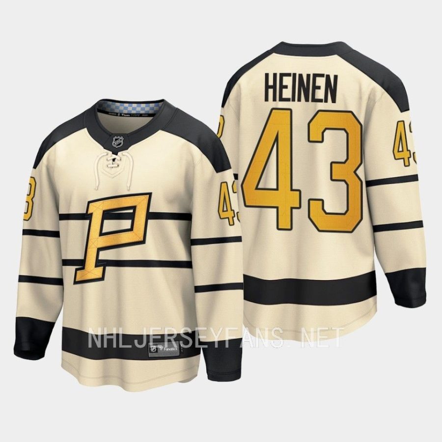 pittsburgh penguins danton heinen 2023 winter classic player jersey cream