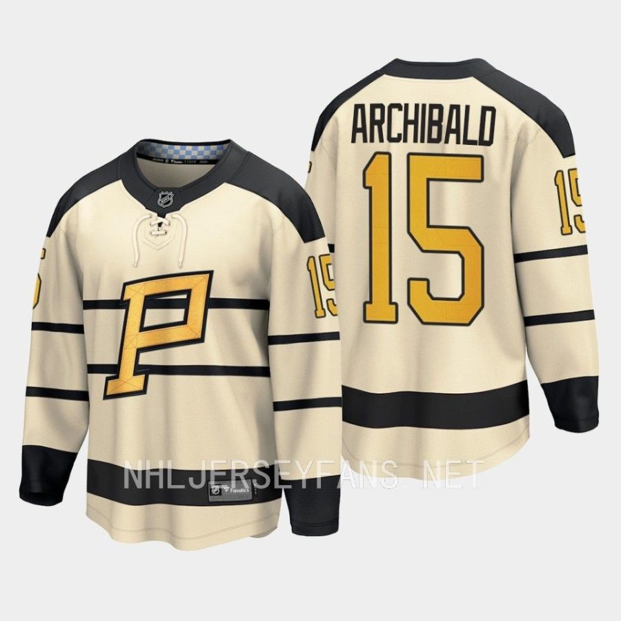 pittsburgh penguins josh archibald 2023 winter classic player jersey cream