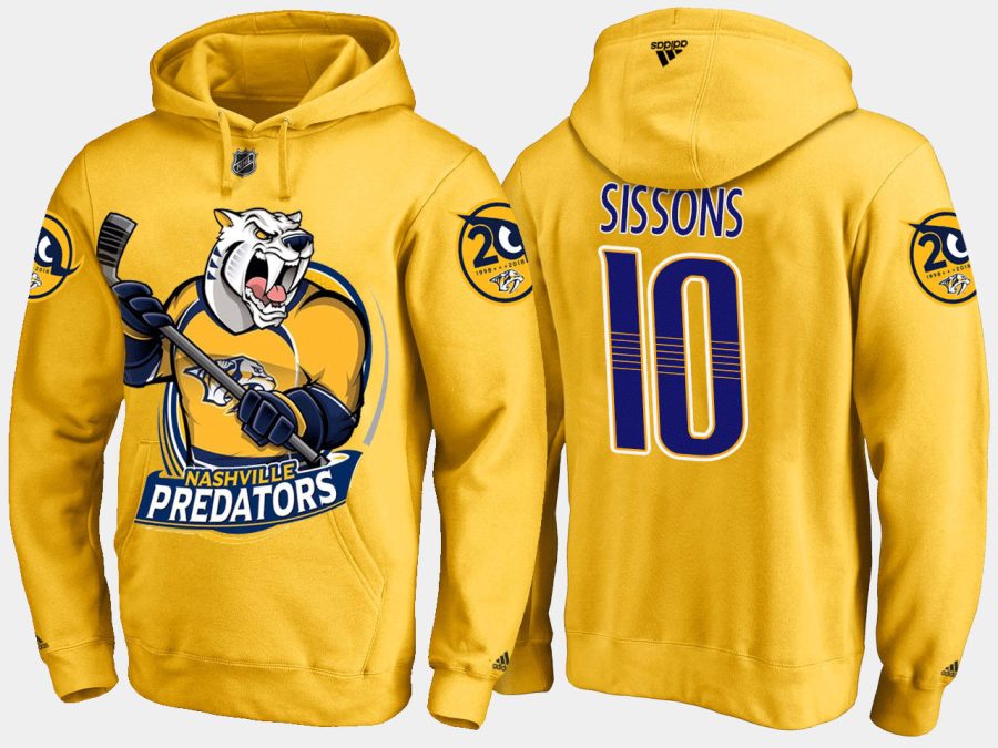 predators colton sissons cartoon team color yellow hoodie