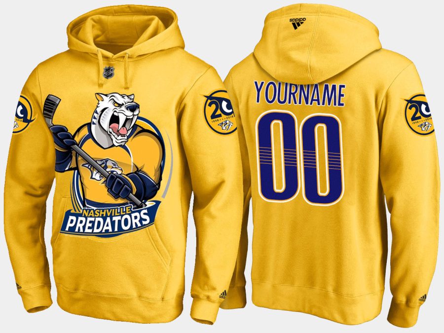 predators custom cartoon team color yellow hoodie