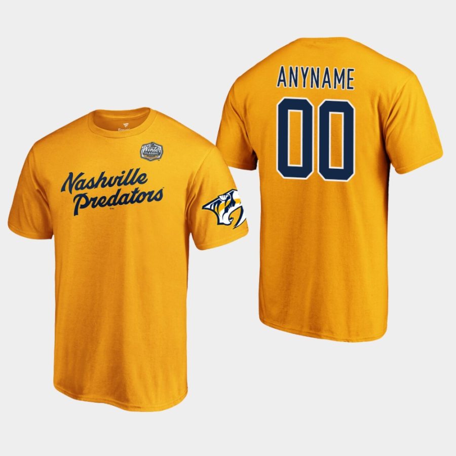 predators custom gold 2020 winter classic primary logo t shirt