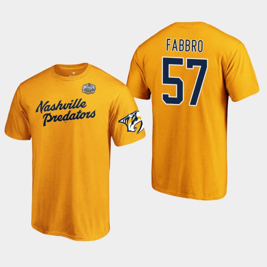 predators dante fabbro gold 2020 winter classic primary logo t shirt