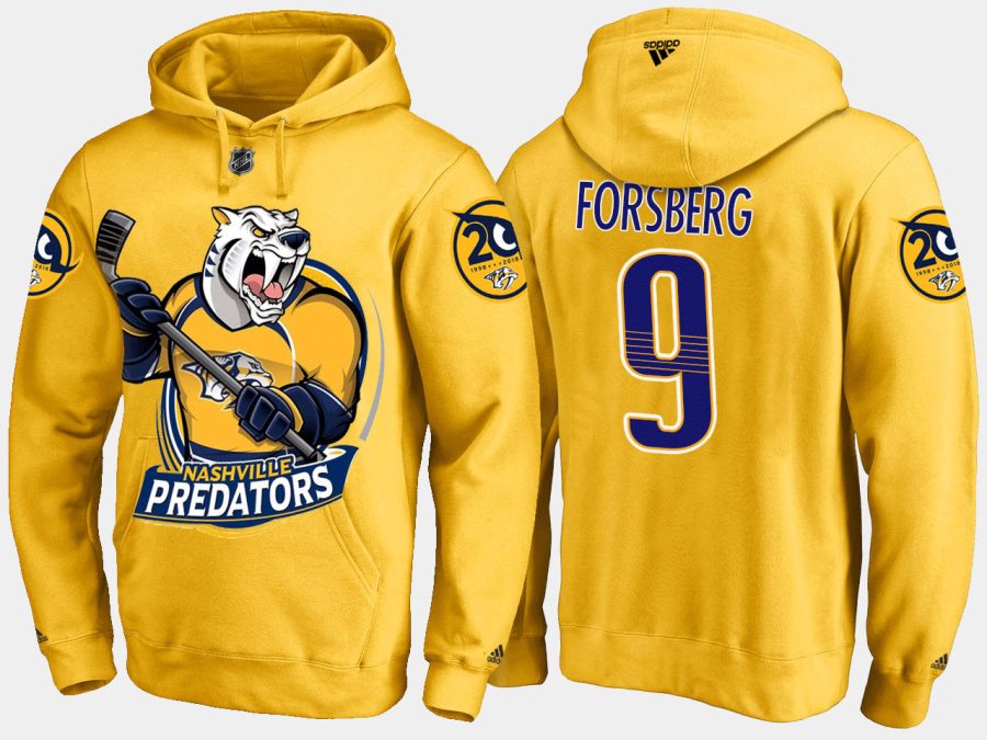 predators filip forsberg cartoon team color yellow hoodie