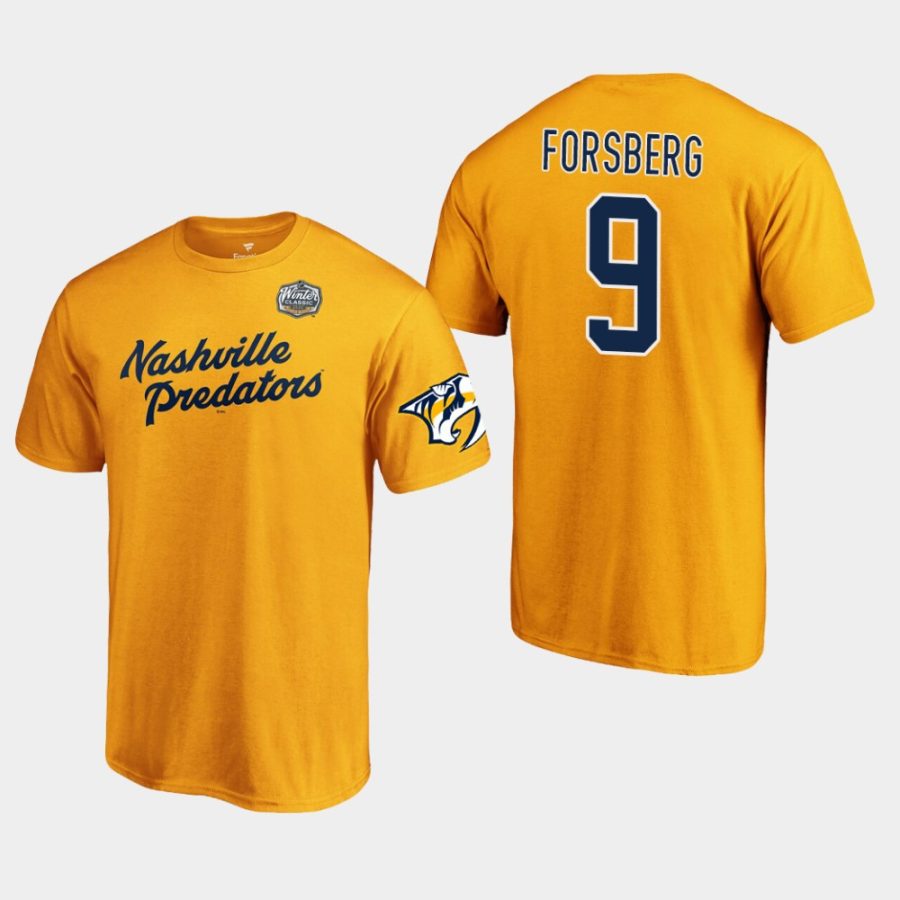 predators filip forsberg gold 2020 winter classic primary logo t shirt