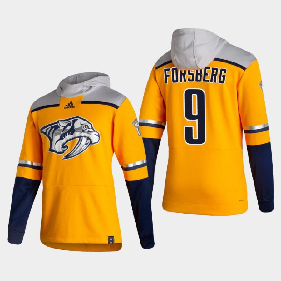 predators filip forsberg gold 2021 reverse retro authentic pullover hoodie