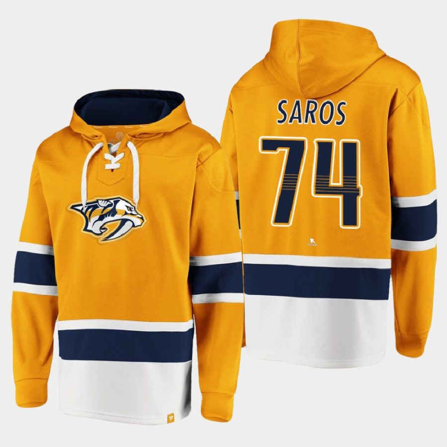 predators juuse saros gold dasher player lace up hoodie