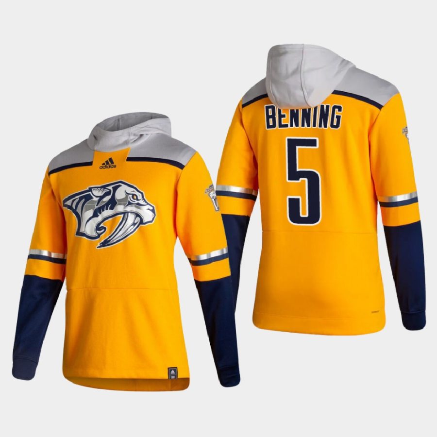 predators matt benning gold 2021 reverse retro authentic pullover hoodie