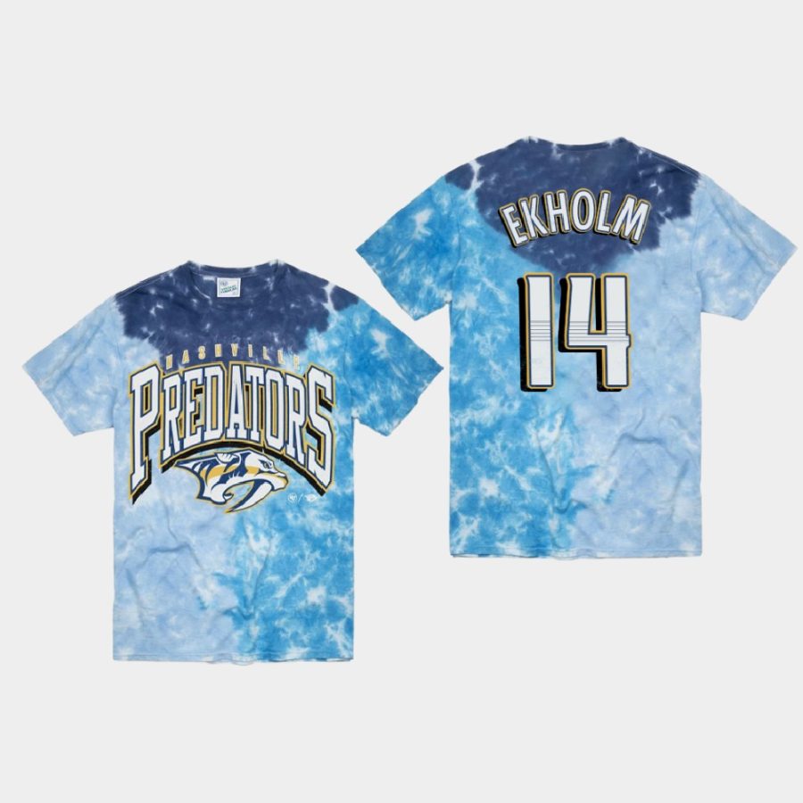 predators mattias ekholm blue vintage tubular retro tie dye t shirt