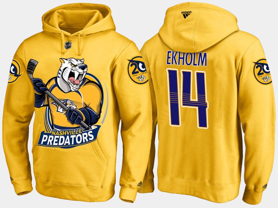 predators mattias ekholm cartoon team color yellow hoodie