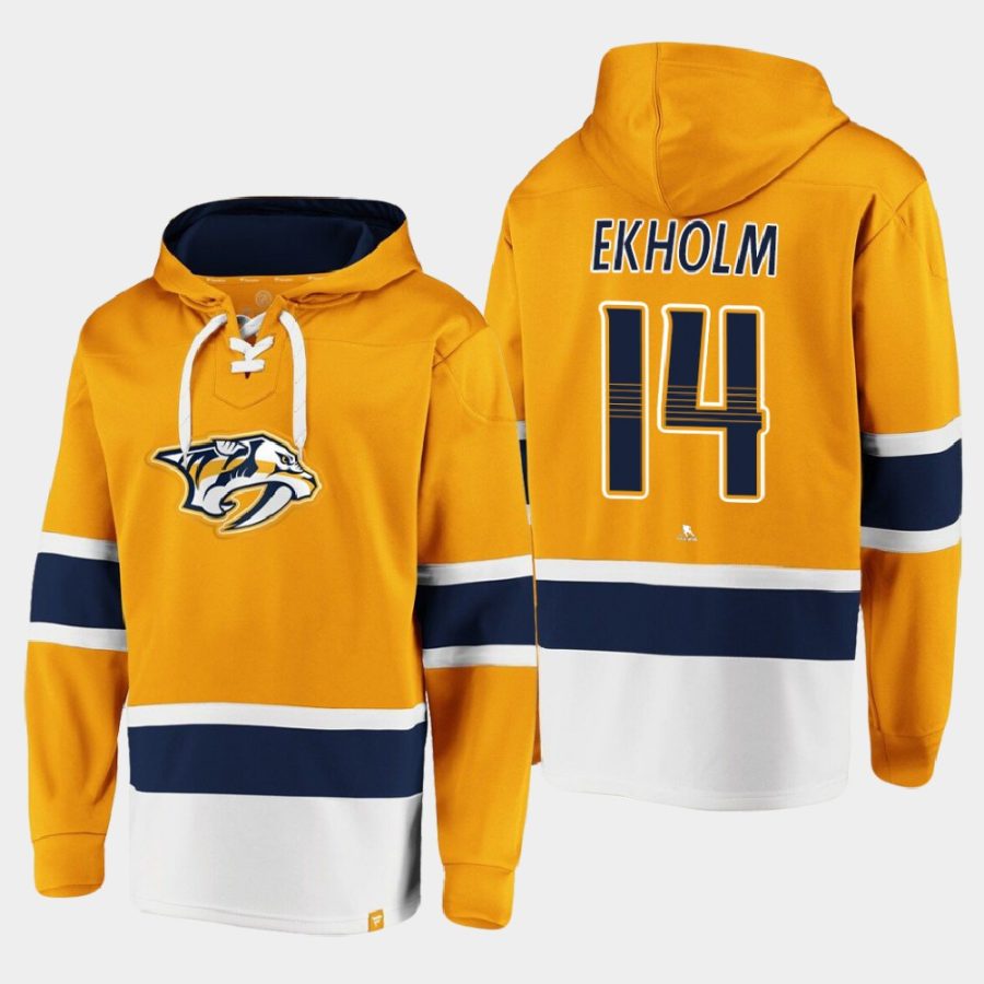 predators mattias ekholm gold dasher player lace up hoodie