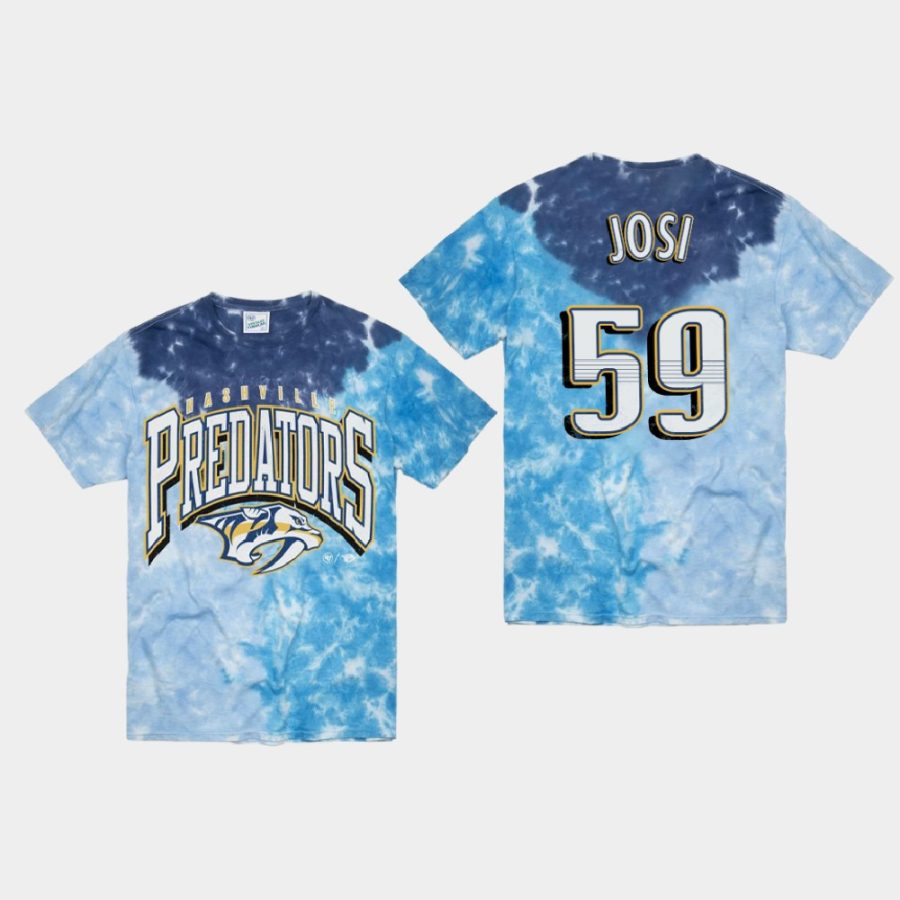 predators roman josi blue vintage tubular retro tie dye t shirt