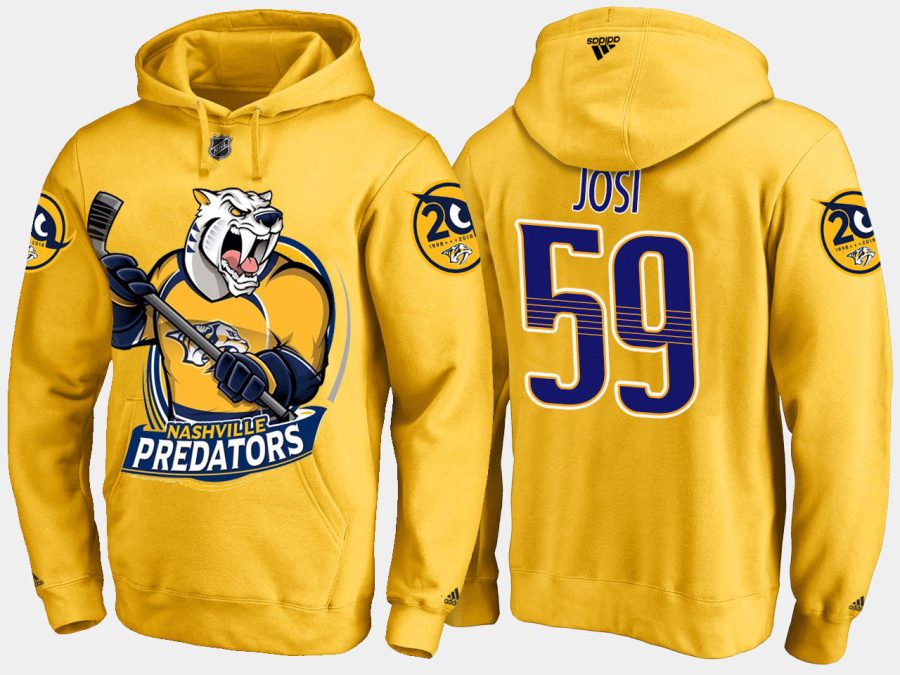 predators roman josi cartoon team color yellow hoodie