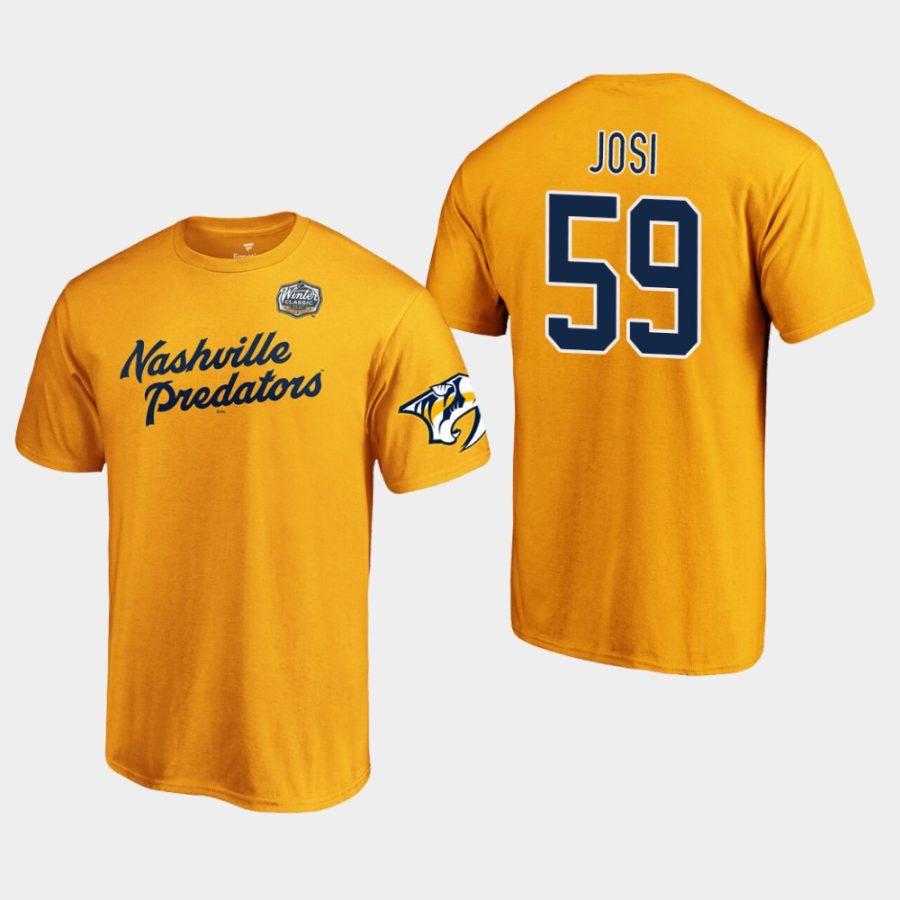 predators roman josi gold 2020 winter classic primary logo t shirt