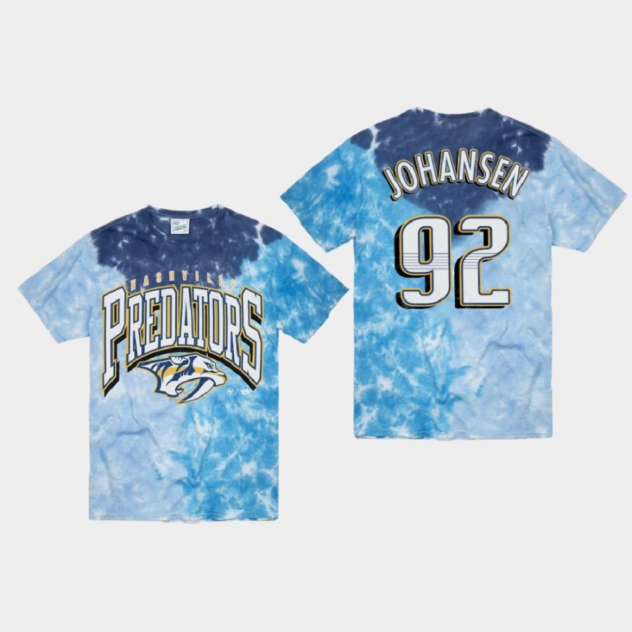 predators ryan johansen blue vintage tubular retro tie dye t shirt