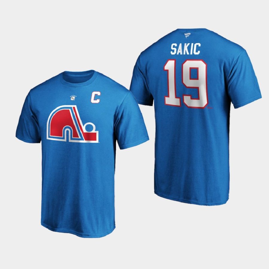 quebec nordiques joe sakic blue retired player t shirt