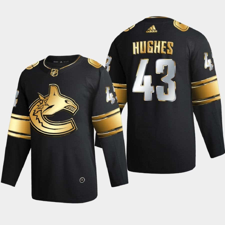 quinn hughes canucks black golden edition limited authentic jersey