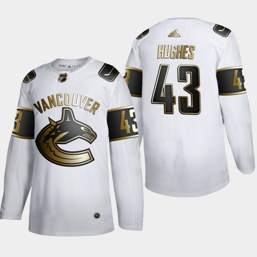 quinn hughes canucks white nhl golden edition authentic jersey