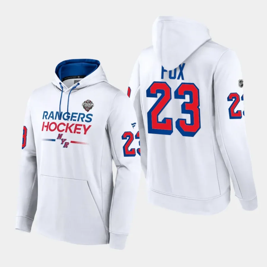 rangers adam fox white 2024 nhl stadium series authentic pro hoodie