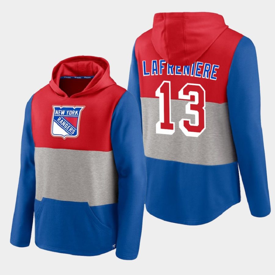 rangers alexis lafreniere blue prep colorblock hoodie