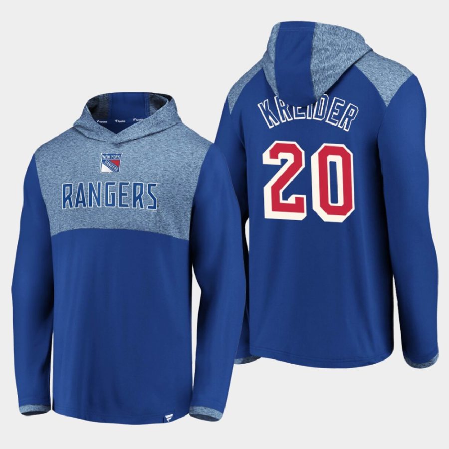 rangers chris kreider blue iconic marbled clutch pullover hoodie