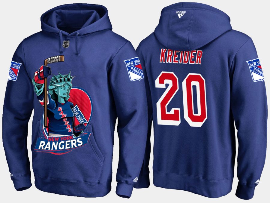 rangers chris kreider cartoon team color blue hoodie