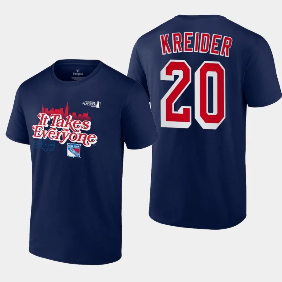 rangers chris kreider heather navy 2024 presidents trophy t shirt