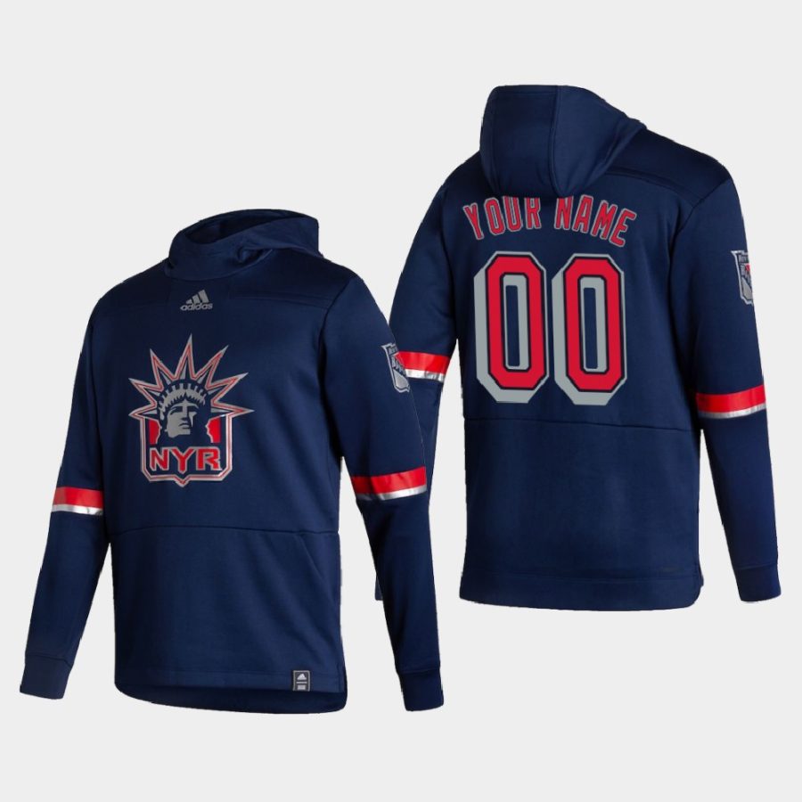 rangers custom navy 2021 reverse retro authentic pullover hoodie