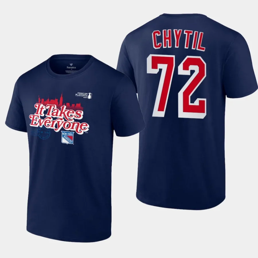 rangers filip chytil heather navy 2024 presidents trophy t shirt