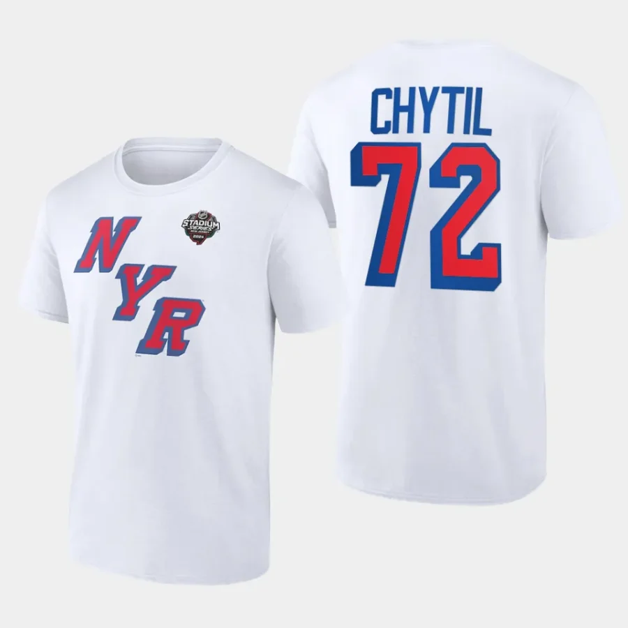 rangers filip chytil white 2024 nhl stadium series logo t shirt