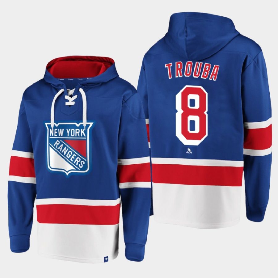 rangers jacob trouba royal dasher player lace up hoodie