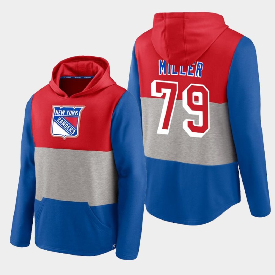 rangers kandre miller blue prep colorblock hoodie