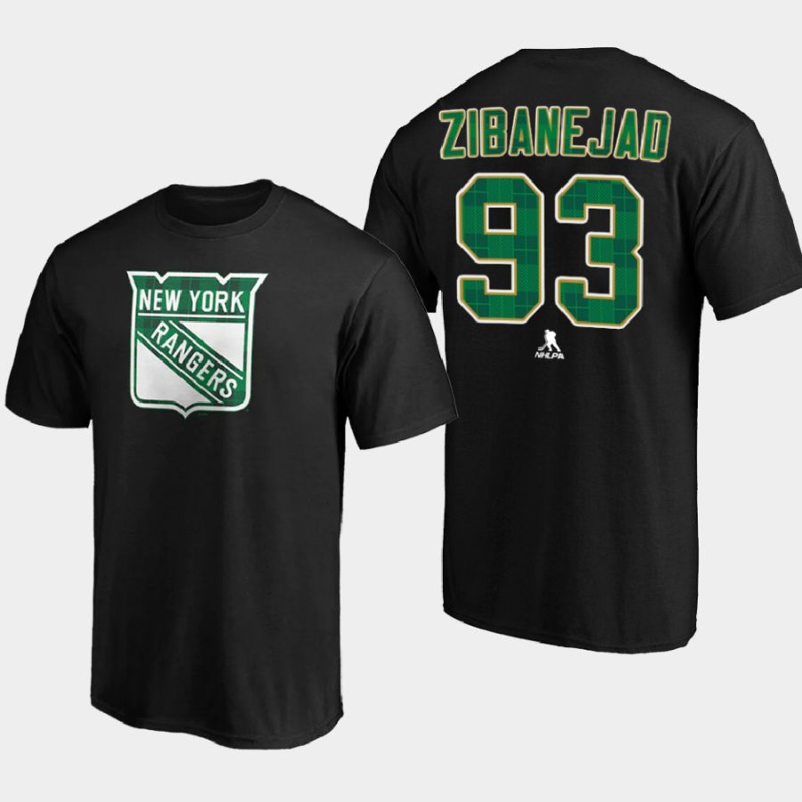 rangers mika zibanejad black emerald plaid personalized t shirt