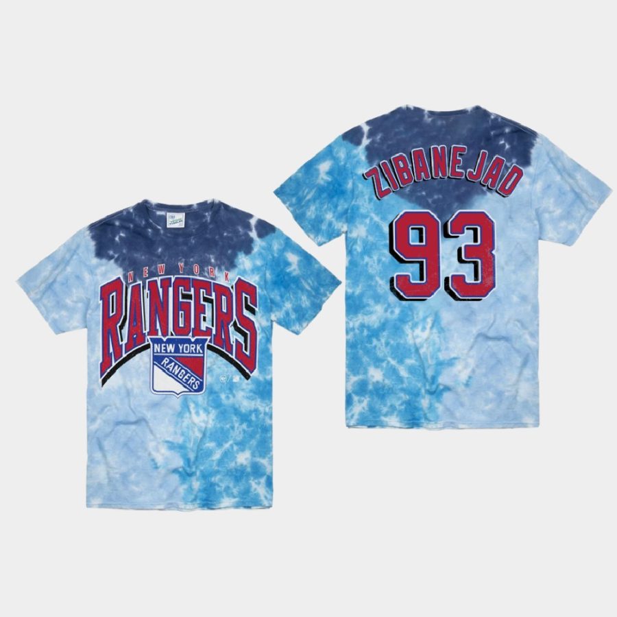 rangers mika zibanejad blue vintage tubular retro tie dye t shirt