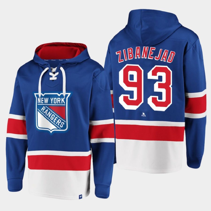 rangers mika zibanejad royal dasher player lace up hoodie