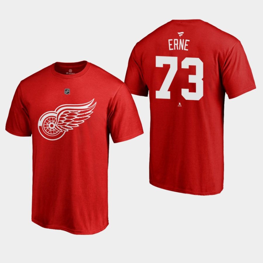 red wings adam erne red authentic stack t shirt