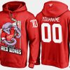 red wings custom cartoon team color red hoodie