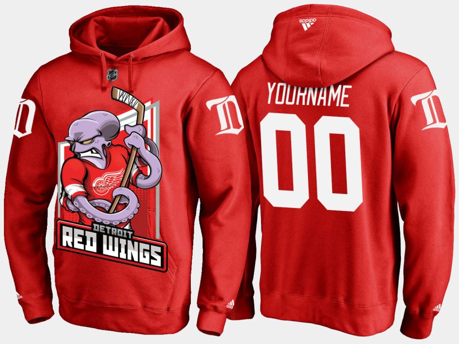 red wings custom cartoon team color red hoodie