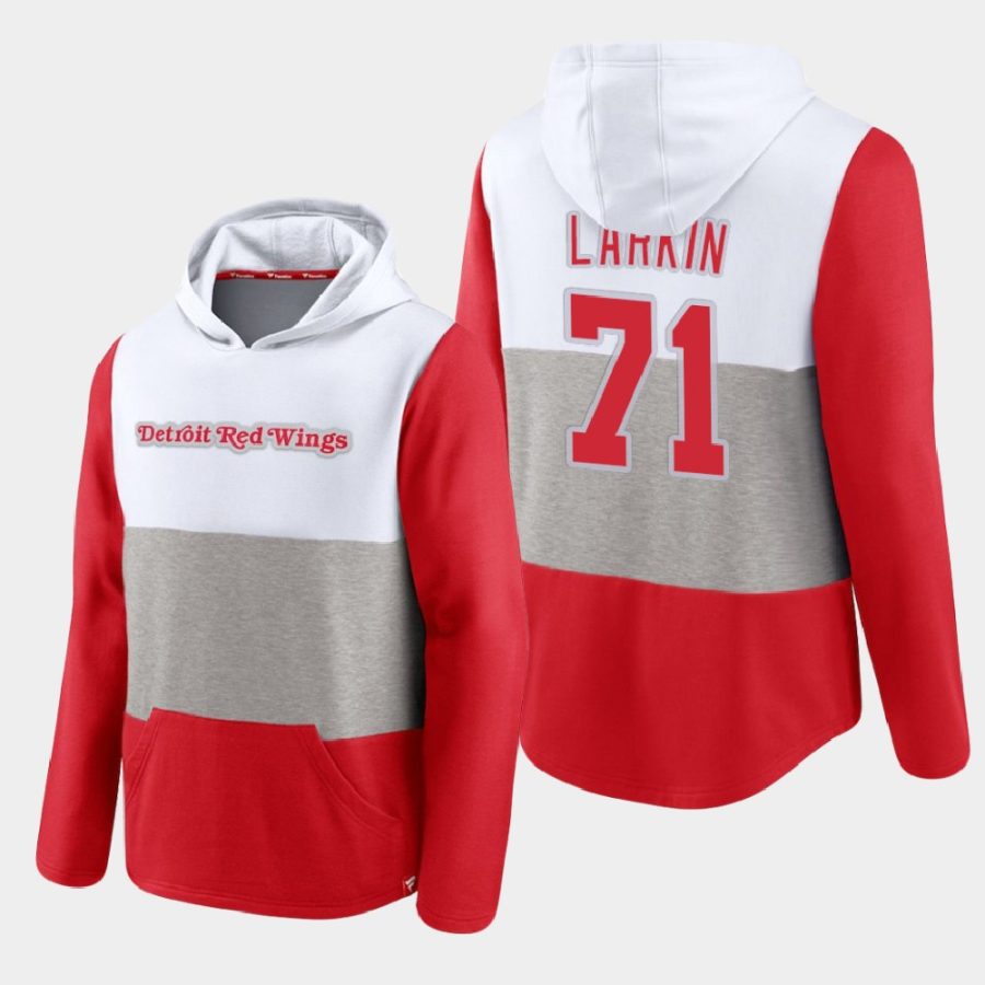 red wings dylan larkin white prep colorblock hoodie